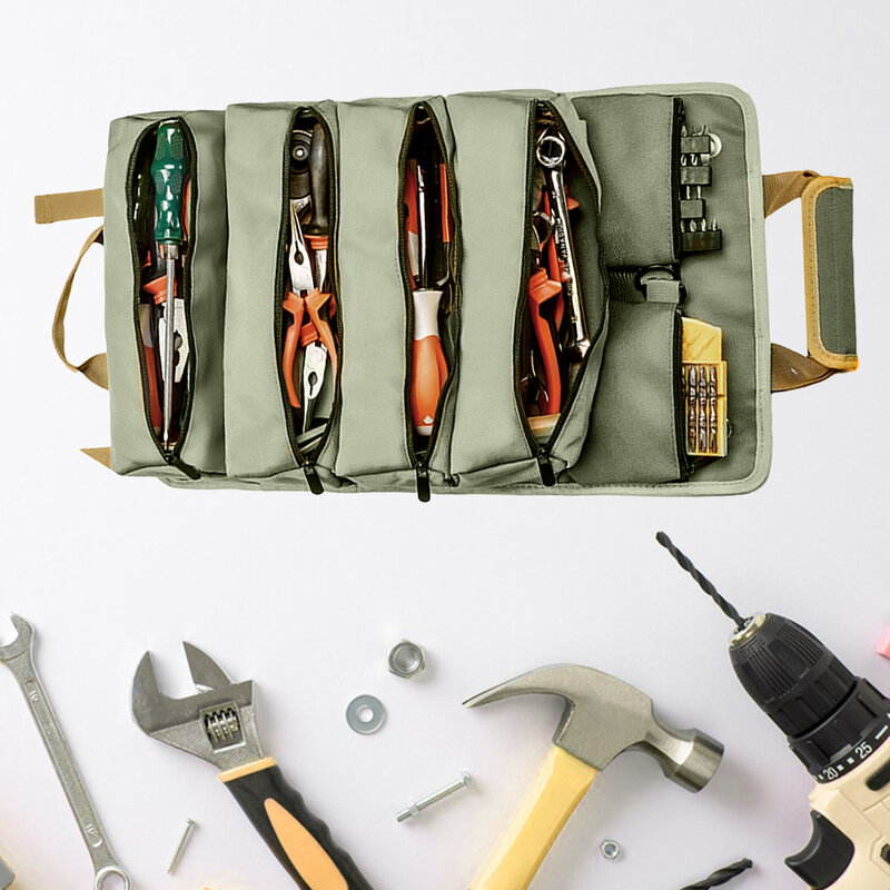 Multi-Purpose Tool Bag, Multi Pocket, Roll Up Tool Bag, Ferramentas de Hardware Bolsa para Mecânico Eletricista e Hobbyist, Ferramentas de armazenamento