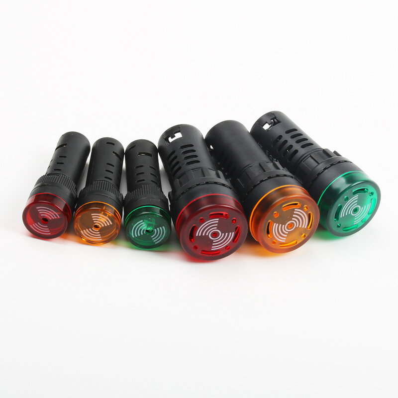 LEDアクティブブザーbeepアラームインジケーターランプ、フラッシュシグナルライト、赤、緑、黄色、12v、24v、220v、22mm、16mm、AD16-22SM、1個3個、5個、10個
