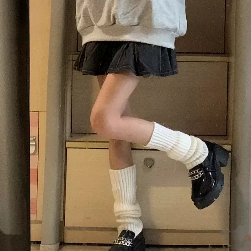 Lolita Punk Penghangat Kaki Kaus Kaki Panjang Pergelangan Kaki Rajutan Tinggi Lutut Penutup Kaki Pelindung Kaki Wanita Aksesori Pakaian Musim Dingin
