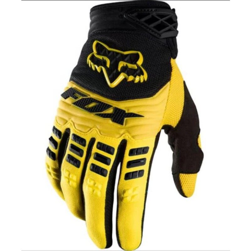 Sarung tangan Motocross Utdoor, perlengkapan pelindung berkendara sepeda motor pola rubah, sarung tangan jari penuh