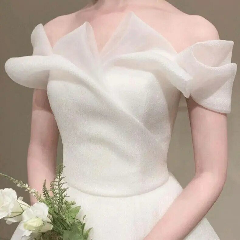 Elegan dari bahu garis A gaun pernikahan sederhana panjang Vestidos De Novia 2023 baru sukieka Na Wesele Custom Made Plus ukuran