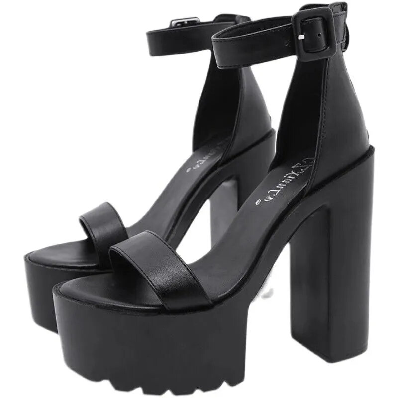 white platform heels Women Sandals 2024 Summer Shoes Trend Fashionable High Heels Leisure Chunky Platform Sandals Woman 13.5cm