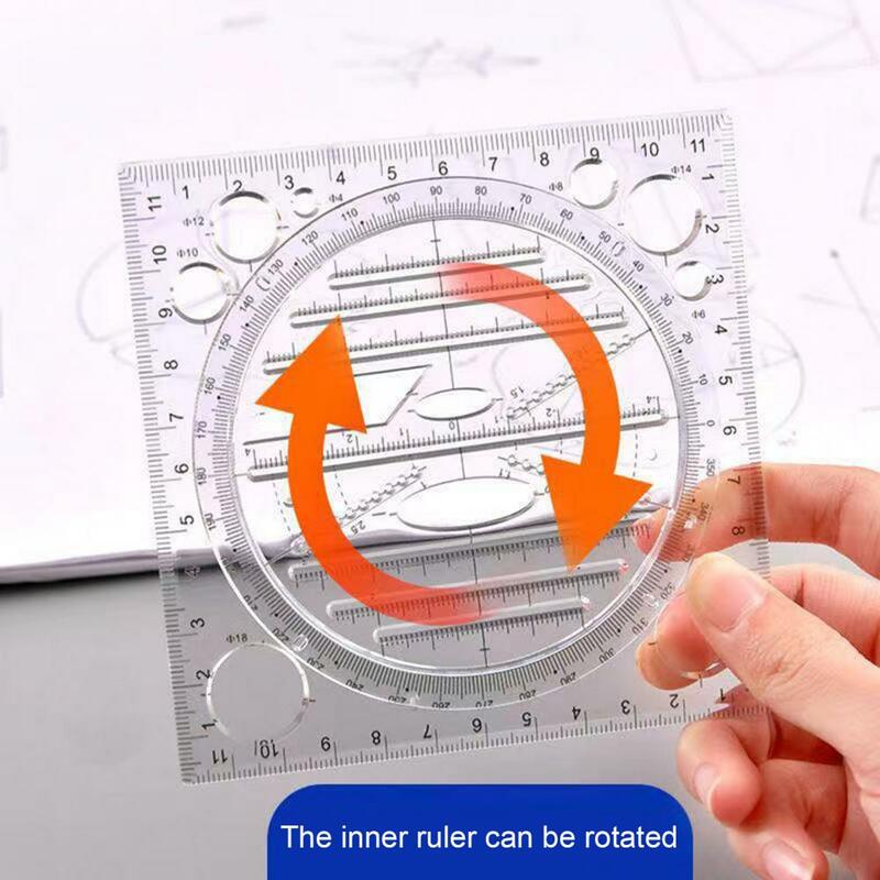 Régua de artesanato criativo quadrado rotatable material de escritório medição régua ferramenta de arte desenho régua de medição