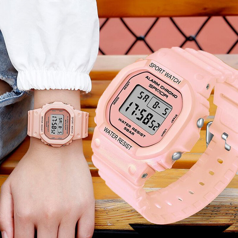 Модные Повседневные кварцевые часы с квадратным циферблатом и цифровым циферблатом, модные часы с резиновым ремешком, водонепроницаемые наручные часы для женщин и девушек