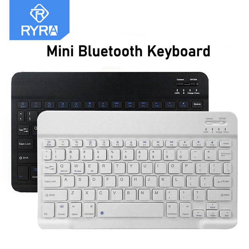 RYRA Keyboard Bluetooth Isi Ulang Nirkabel Diam Keyboard Mini Tipis Tablet Kantor USB Keyboard untuk IOS Android Windows PC Ipad