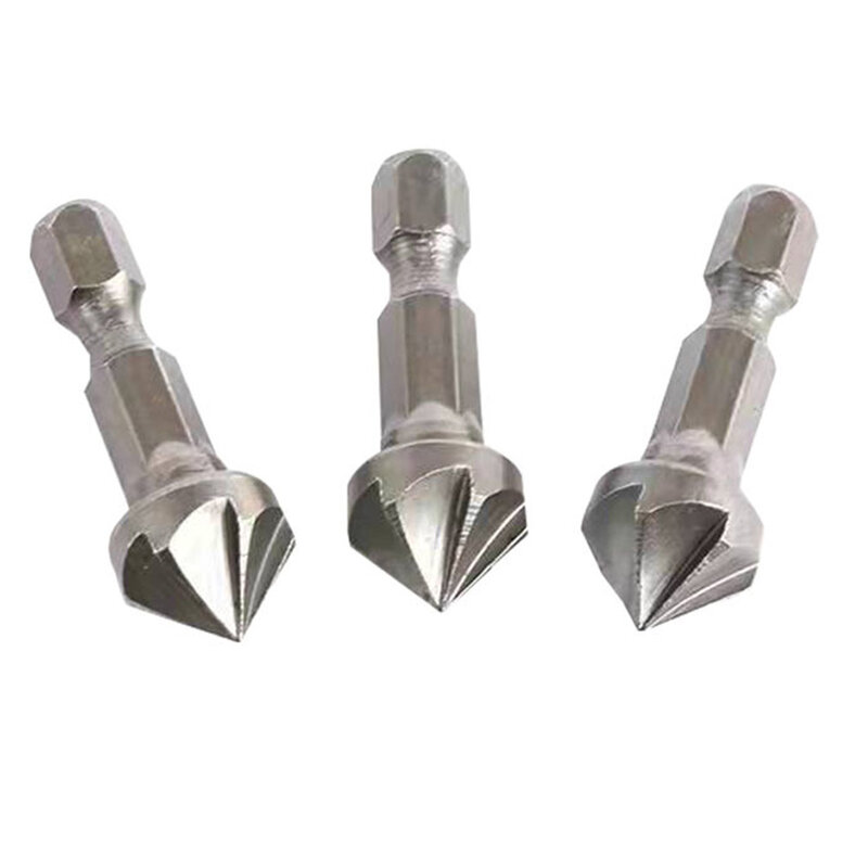 Practical Drill Bit 6 Flute Countersink 13mm 36mm 45# Steel 6 Slot Chamferer Countersunk Five Edge For Woodworking