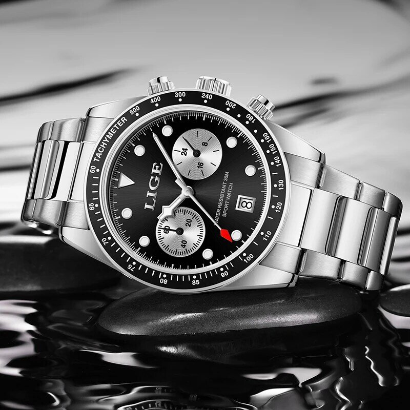 Lige Classic Casual Horloge Voor Heren Rvs Sport Waterdichte Mannelijke Horloges Quartz Datum Display Klok Logio Masculino