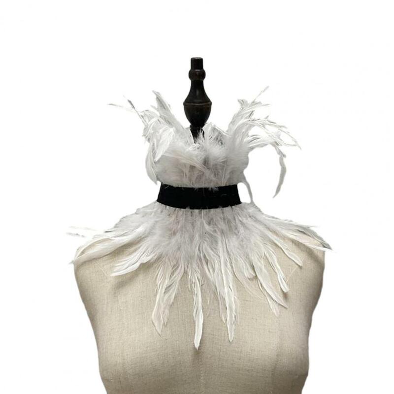 Женский воротник с искусственными перьями, модный кружевной воротник с вышивкой, женский воротник с искусственными перьями в стиле панк