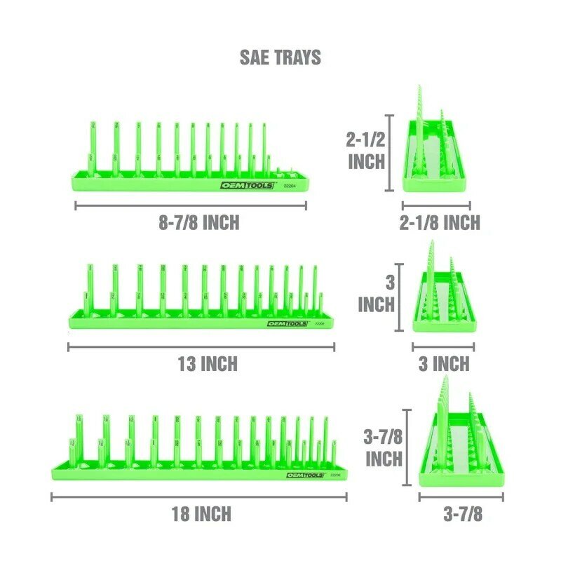 OEMTOOLS 22233 6 штук SAE и набор метрических лотков (черные и зеленые)