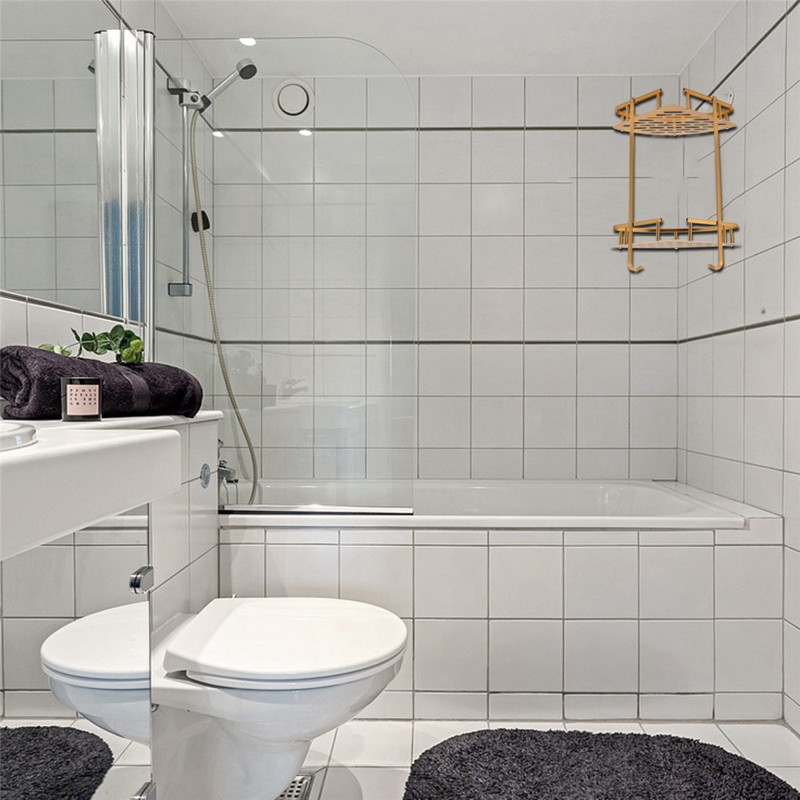 Mensola da bagno dorata doccia a parete cestello angolare per Shampoo mensola da bagno a parete