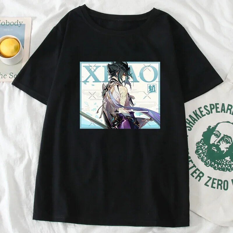 Nowa koszulka damska z nadrukiem z motywem Genshin w stylu ulicznym w stylu Kawaii Lumine Klee z grafiką na ubrania