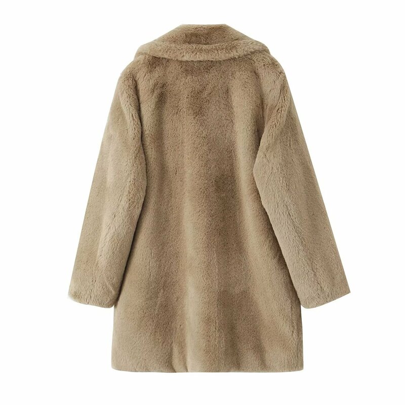 Женское зимнее пальто на пуговицах, длинное теплое пальто с эффектом искусственного меха, винтажная верхняя одежда с длинным рукавом, шикарная верхняя одежда