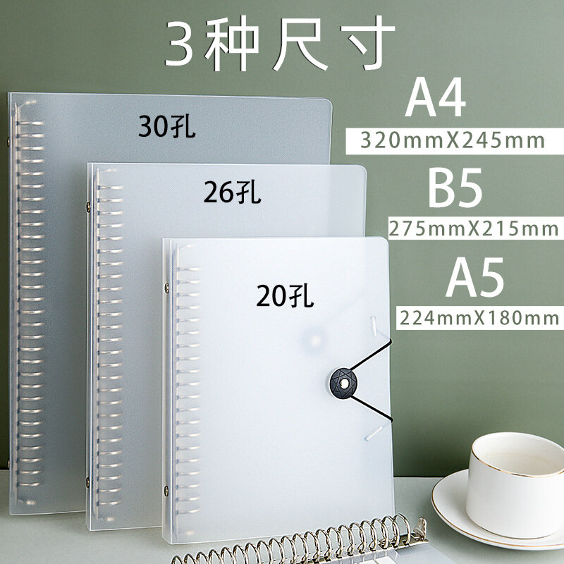 B5 Loose-leaf Book Shell A5 Transparent PP Matte Straps Button Binder Metal Detachable Notebook A4