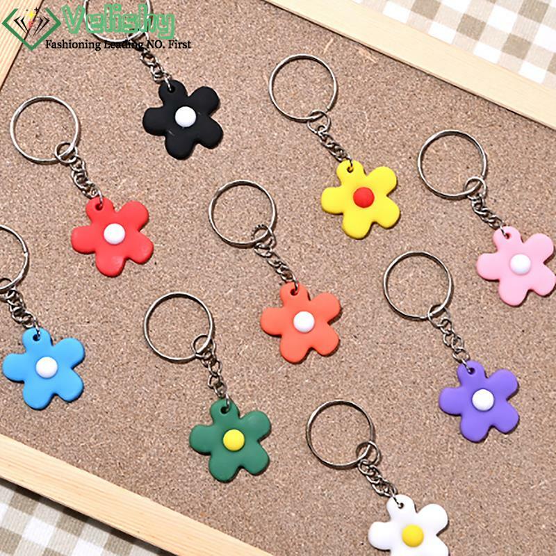 1PC Open Ring Buckle Keychain Key Ring With Flower Bells Pendant For Metal DIY Jewelry Making Key Chain Bag Pendant Accessories