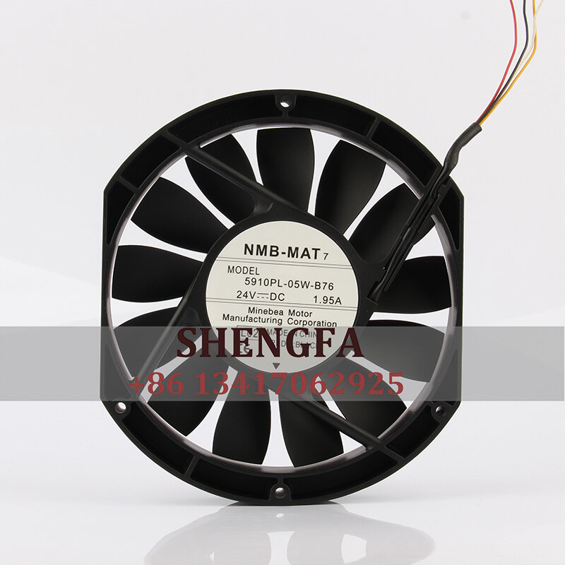 NMB Case Cooling Fan, Ventilador Centrífugo, Ventilação do Servidor, 5910PL-05W-B76, DC 24V, 1.95A, 17025, 173x150x25mm, 17cm