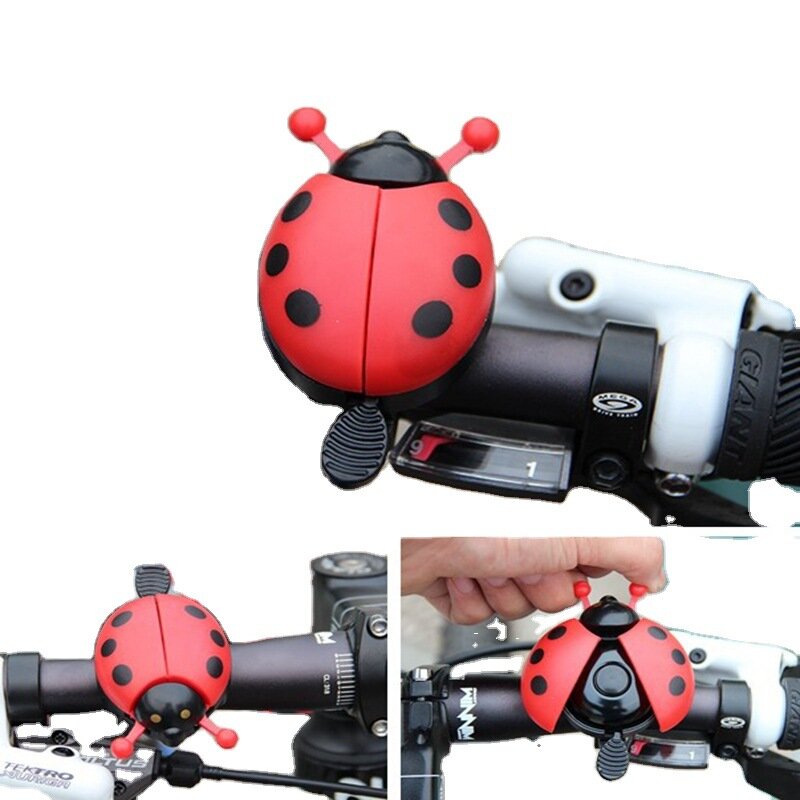 Bel Sepeda Kumbang Kartun Ladybug Bel Bersepeda untuk Anak-anak Indah Mengendarai Sepeda Klakson Alarm Aksesori Sepeda