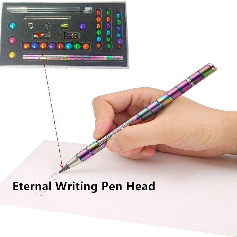 Fidget Pen magnetik multifungsi, pena layar sentuh dengan 2 buah ujung pena penghilang stres mainan logam