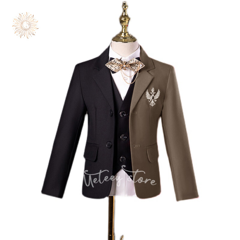 男の子用tuxedoスーツセット,フォーマルなフィット感,2色,子供,結婚式,プロム,パーティー,3個