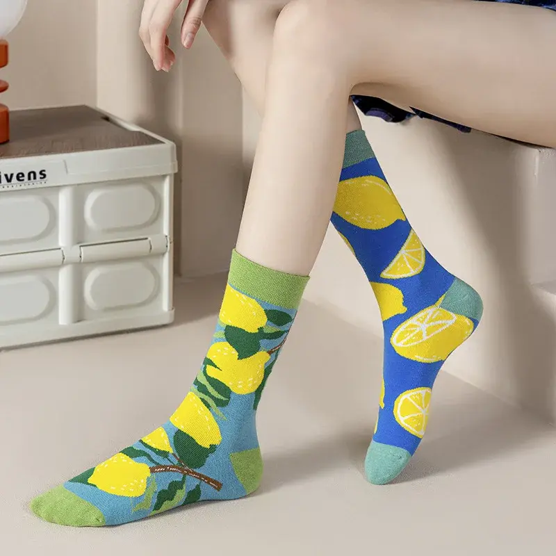 Носки AB Новые парные носки из чесаного хлопка с ручной строчкой Необычные Длинные носки из хлопка
