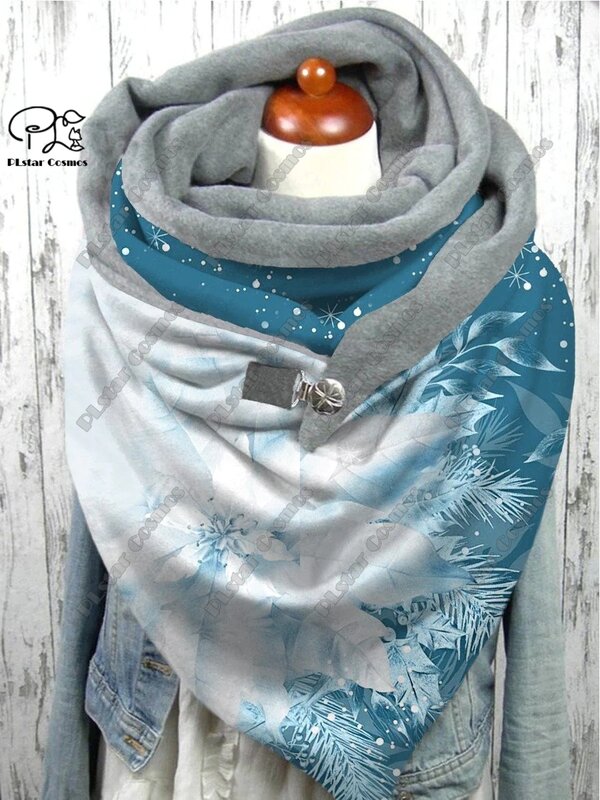3D printed retro pattern warm shawl scarf spring and winter large triangle scarf casual gift