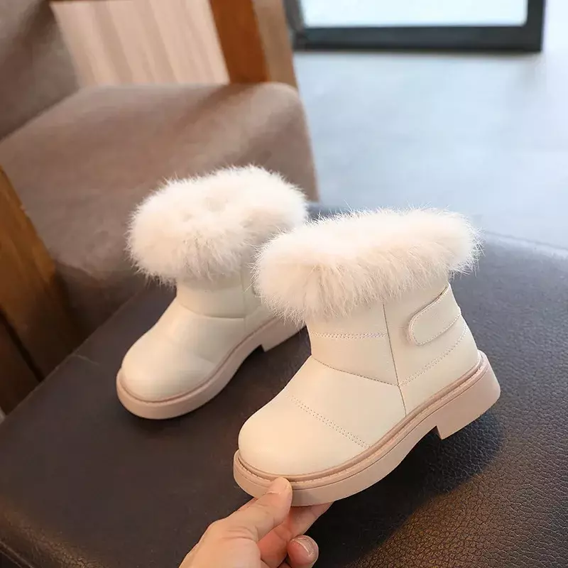 Bota Girls Boot dziecko PU skórzane śniegowce 2023New wodoodporne antypoślizgowe buty dla chłopca moda buty zimowe ciepłe pluszowe buty dziewczęce