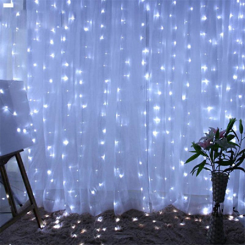 New Year 300LEDs Christmas Fairy Lights Garland 8 Modes Remote USB Festoon Curtain String Lights Christmas Decoration for Home