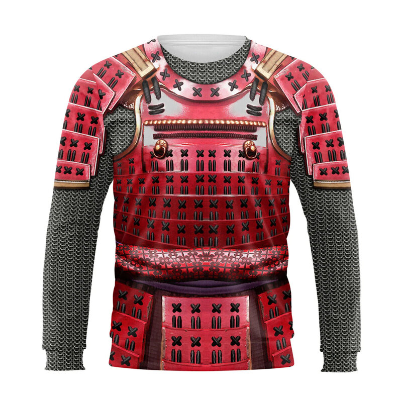 Samurai Armor Soldier Cosplay T-shirt para homens, 3D todo o Hoodie impresso, Hoodies com zíper, Shorts Tops, Pulôver Jumper, Vestuário Traje