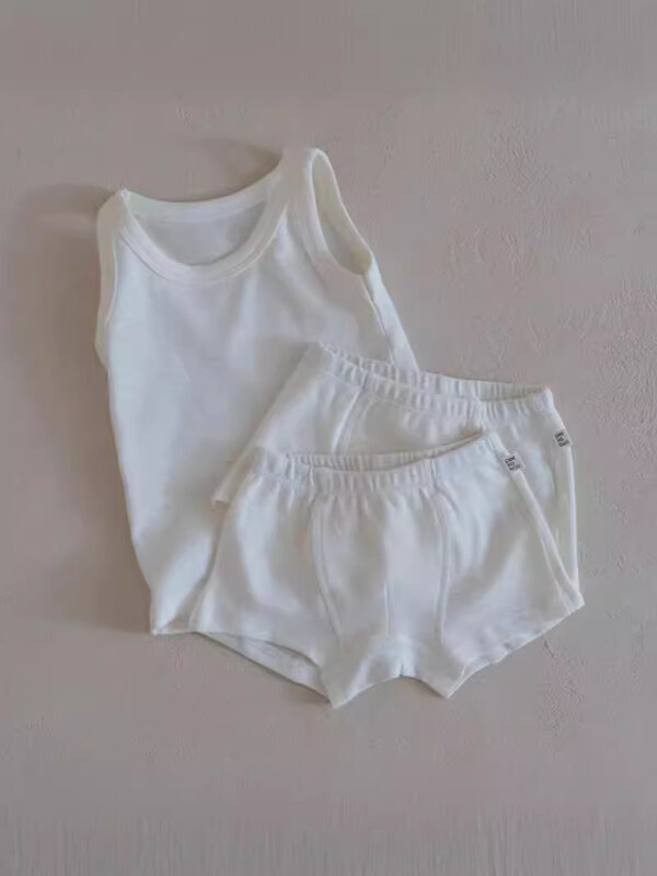 2024 Zomer Nieuwe Baby Mouwloze Kleding Set Baby Jongen Meisje Solide Sling Vest + Korte Broek 2 Stuks Peuter Katoen Casual Outfits