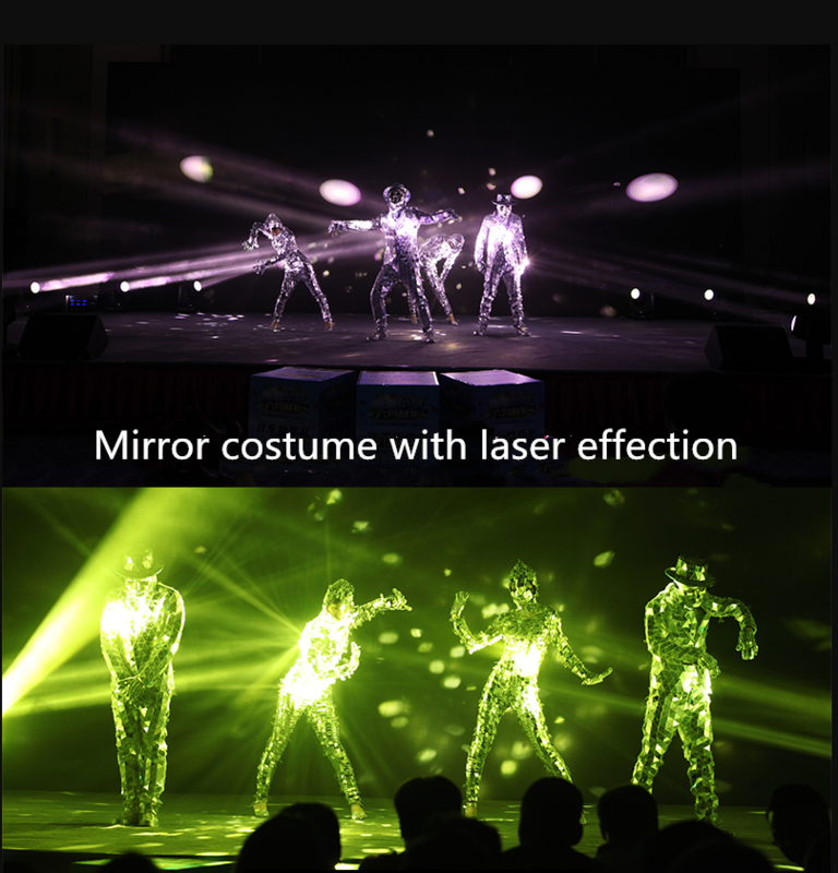 Traje espelho com espelho reflexivo para homens e mulheres, terno feminino e masculino, desempenho de palco, bailarino de alta qualidade