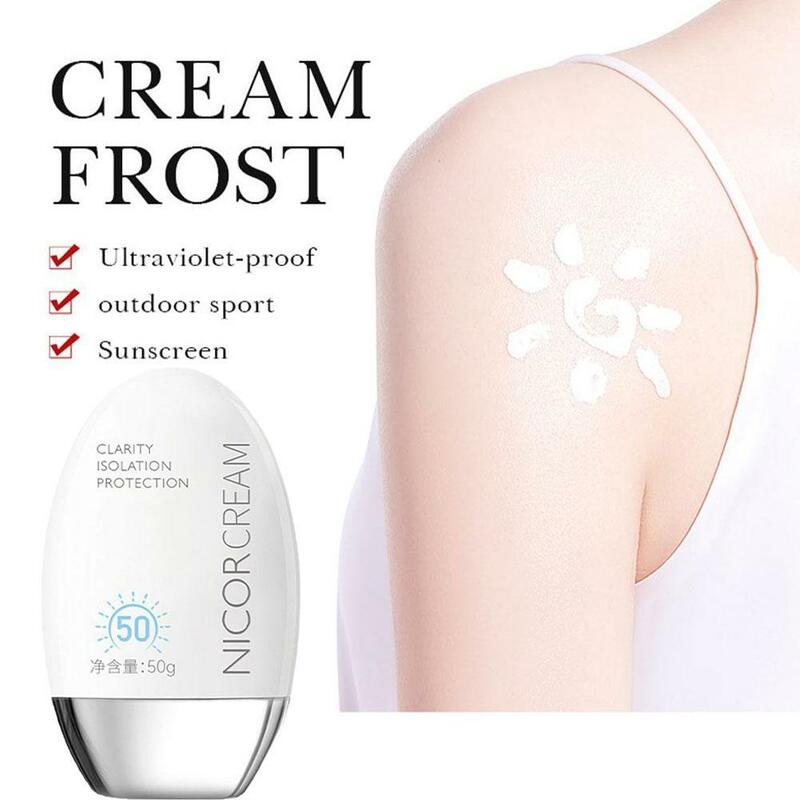 Crema de protección solar UV SPF50, bloque solar blanqueador, refrescante, hidratante, Control de aceite antienvejecimiento, Reduce el cuidado de la piel