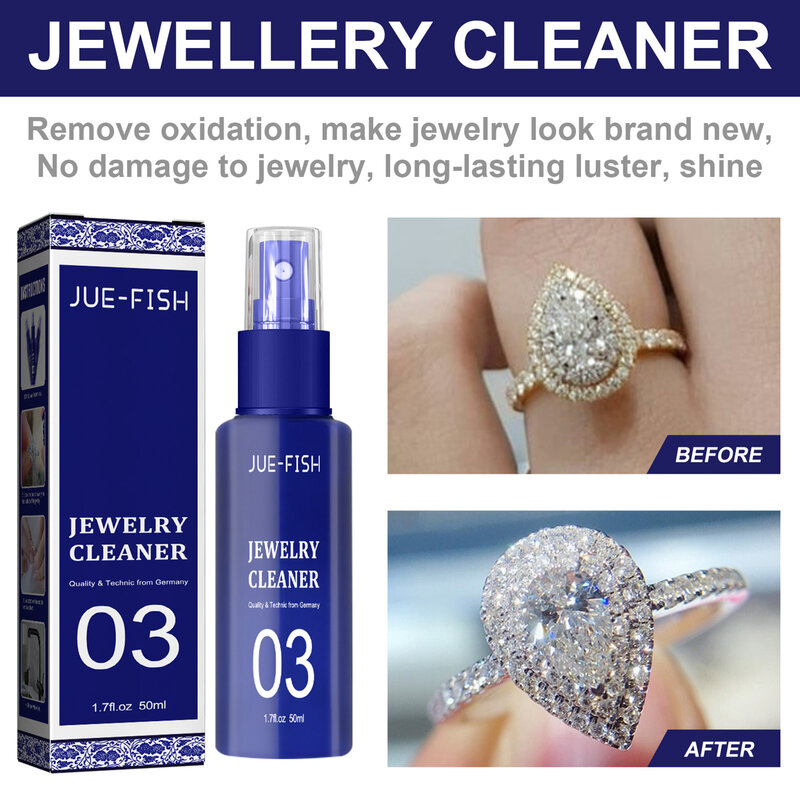 Biżuteria Spray do czyszczenia biżuterii koncentrat z bezpieczną formułą 50ml koncentrat jubilerski zapewnia głębokie bezpieczeństwo skóry i biżuterii