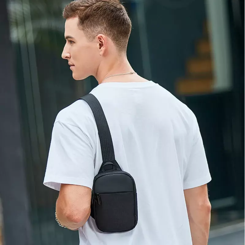 Tas selempang bahu kanvas kecil Fashion tas dada pria kain Mini selempang olahraga tas tangan telepon selempang pria