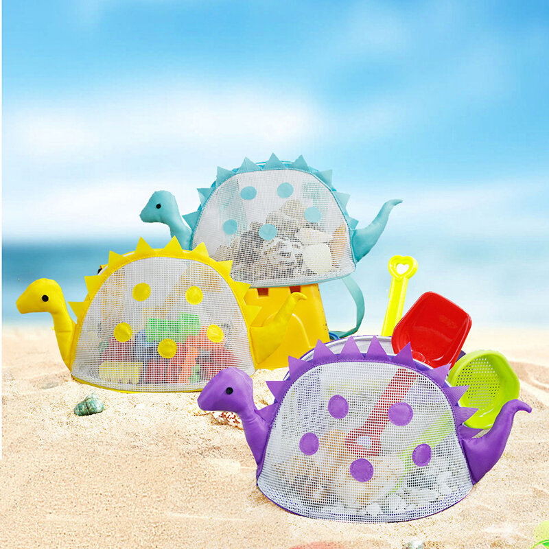 1pc Kinder Strand tasche Spielzeug Tasche großen Dinosaurier Outdoor Shell Farbe Mesh Shell Tasche Strand Spielzeug Aufbewahrung rucksack
