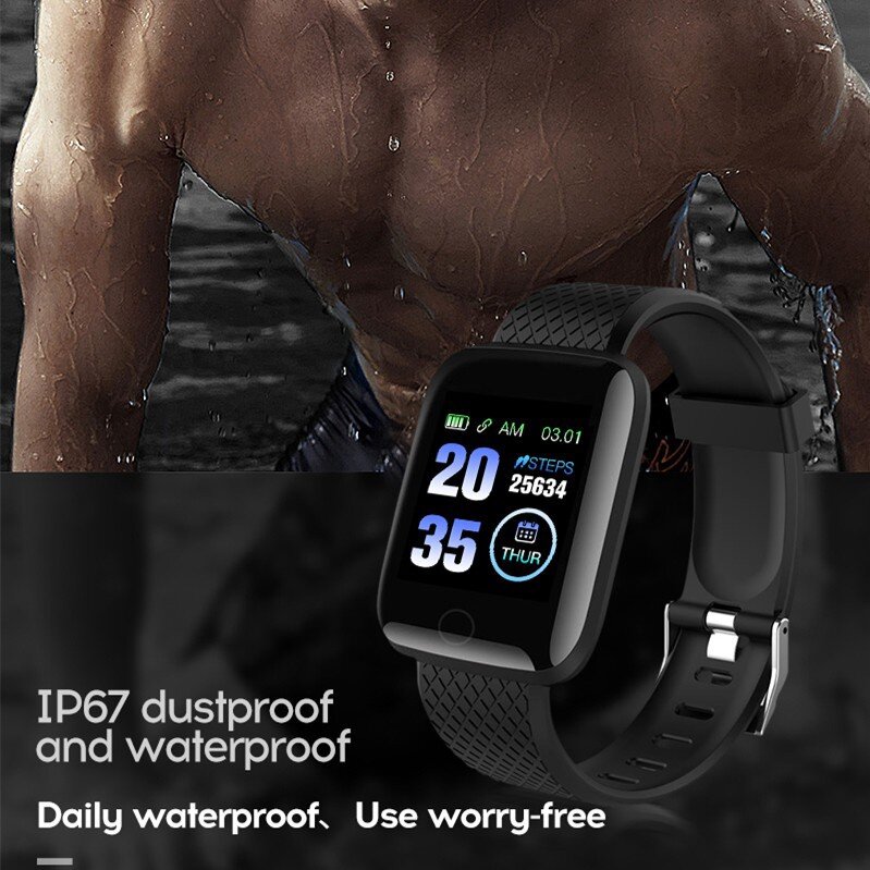 Reloj inteligente deportivo para hombre y mujer, pulsera resistente al agua con Bluetooth, control del ritmo cardíaco y de la presión sanguínea, Xiaomi para teléfono, 116 Plus