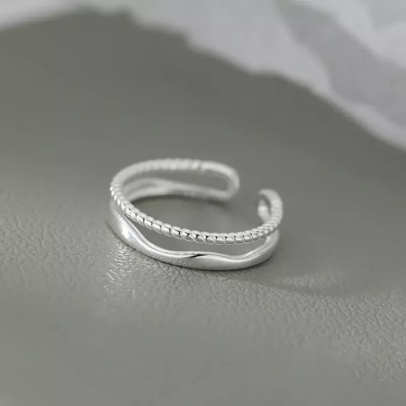 925 anéis duplos de prata esterlina para mulheres, anel vintage, joias finas presente, casamento e noivado, moda