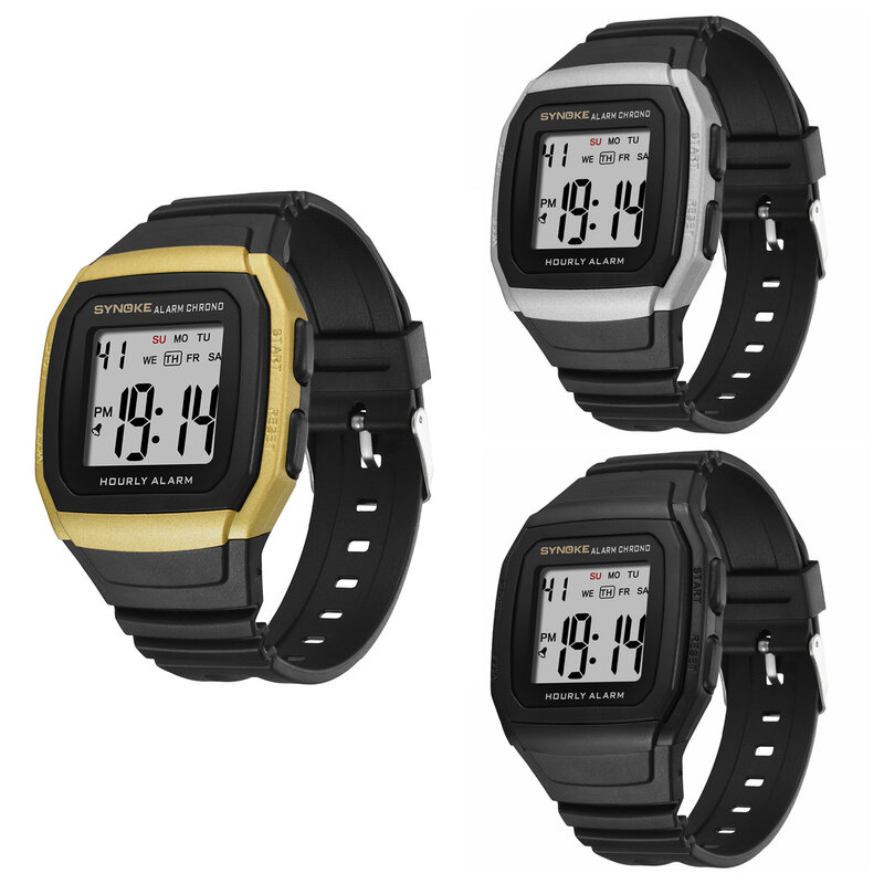 Montre-bracelet carrée noire avec bracelet en silicone, montres-bracelets de tempérament, horloge à cadran numérique, mode moderne élégante