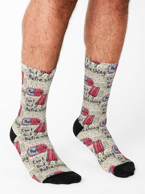 Vintage Popsicle Collage - Red Socks christmas gift summer Socks Male Women's