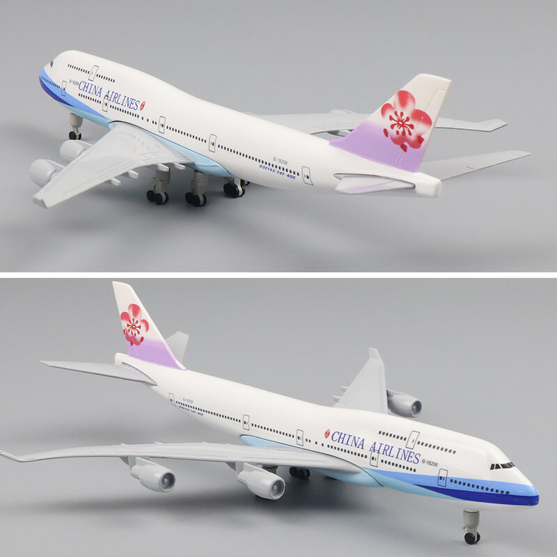 Material Metal Aircraft Modelo, Landing Gear Brinquedos, Colecionáveis, Presente de aniversário, China, Taiwan, B747, 20cm, 1:400