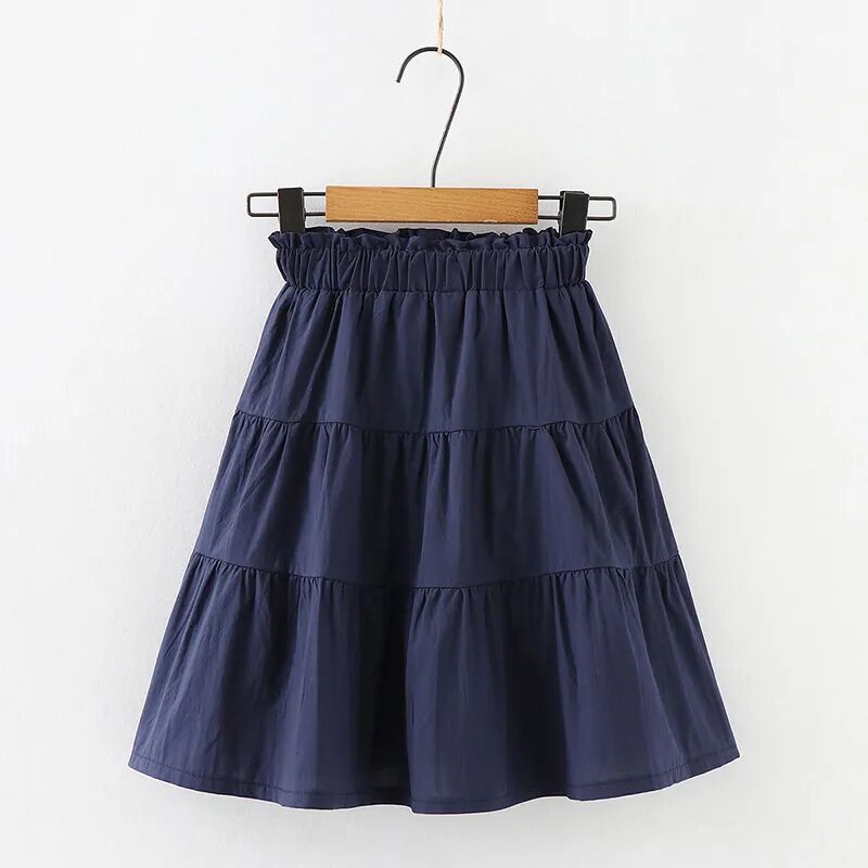 Хлопковая Короткая юбка для девочек, Новинка лета 2024, Детская короткая юбка, летняя модная однотонная детская полуюбка для маленьких девочек
