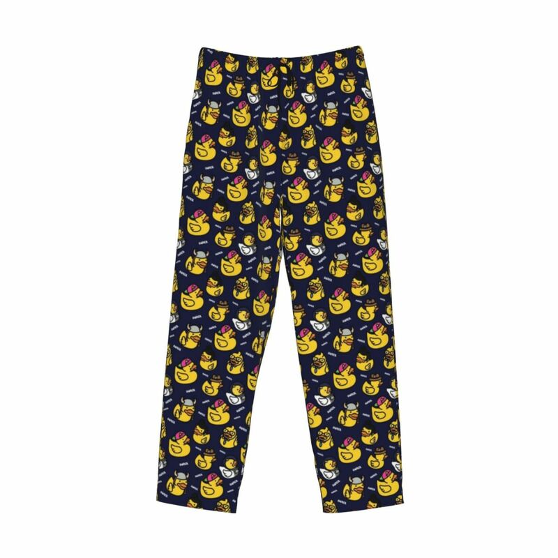Pantalon de pyjama de canard en caoutchouc pour hommes, bas de vêtements de nuit avec poches, animal de dessin animé personnalisé, sommeil de salon commandé