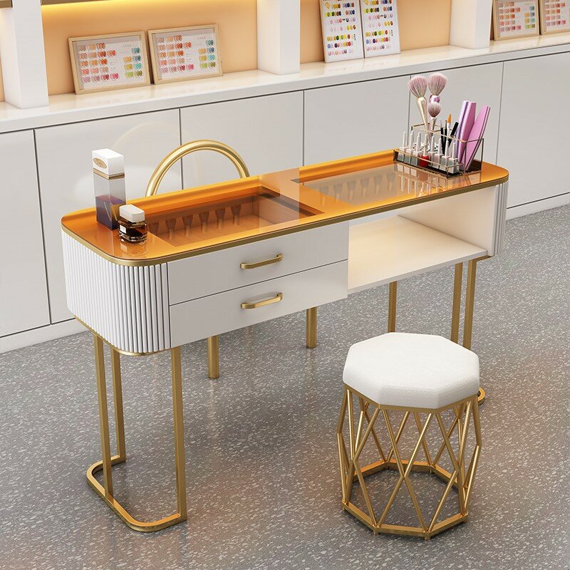 White Profesional Nail Desk Design Art Modern Nordic Nail Table Light Luxury Scrivania Per Unghie Salon Equipment Furniture