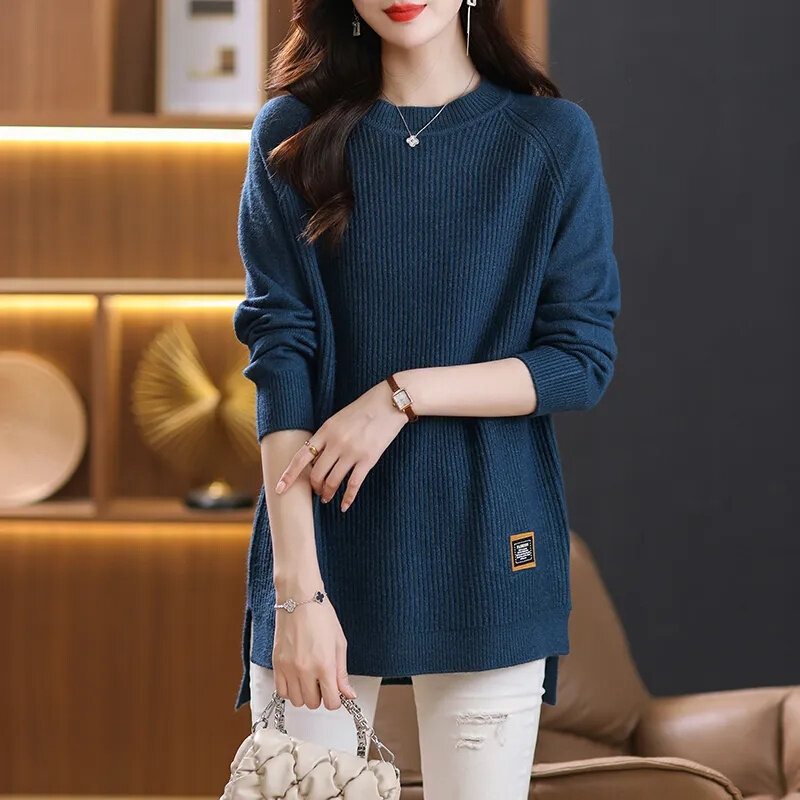 Maglieria moda donna 2024 nuovo maglione Pullover sciolto donna coreano di grandi dimensioni 5XL autunno/inverno stile lungo camicia Base Top marea