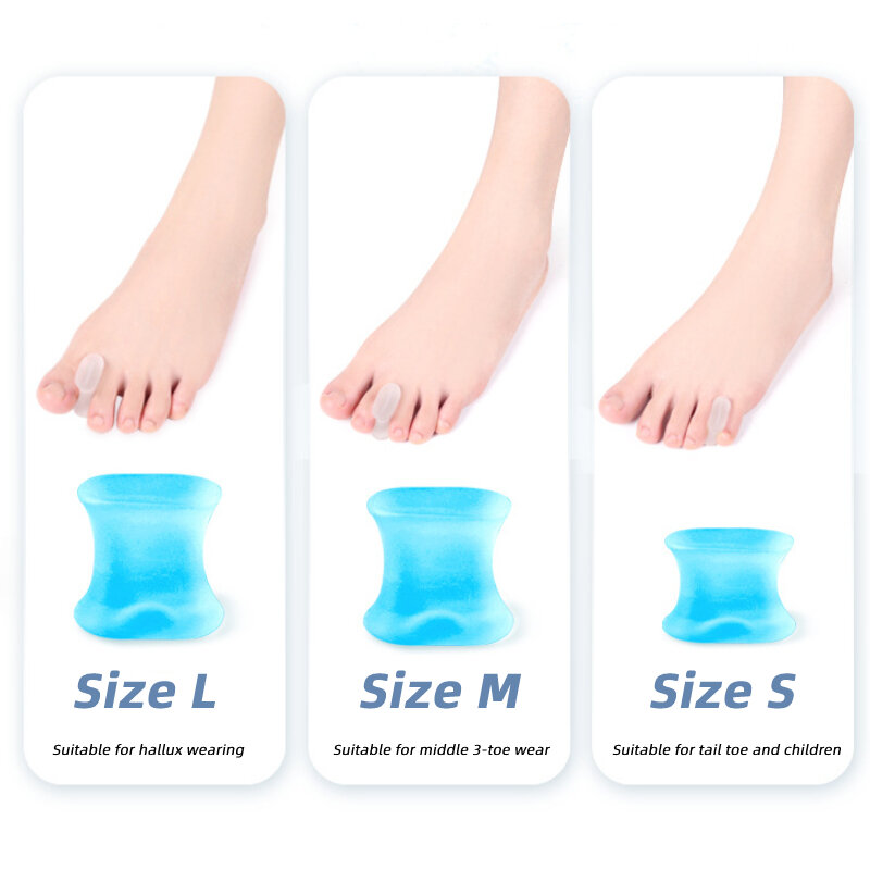 Soft Silicone Toe Corrector para Pedicure, Toe Splitter, Gel Fingers Separator, Straightener, Protector Spacer, Foot Care Tool, 3 Pares, 6Pcs