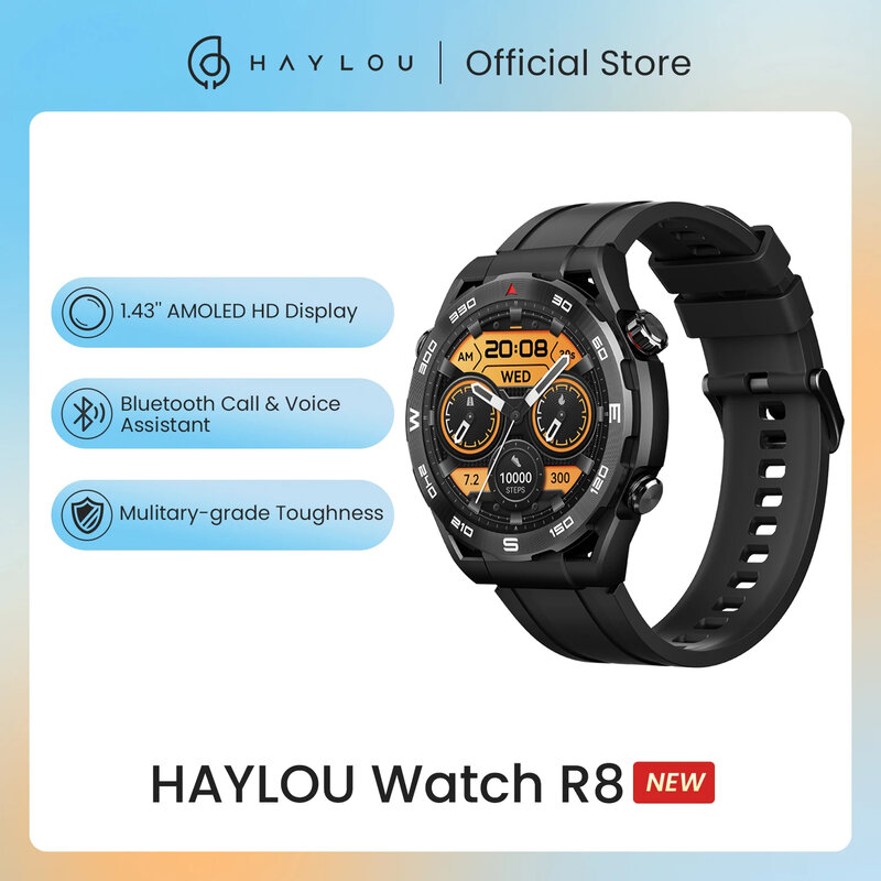 HAYLOU Watch R8 Smartwatch, 1,43 "AMOLED HD Display, Chamada Bluetooth, Assistente de Voz, Dureza de Grau Mulitário, Relógio Inteligente