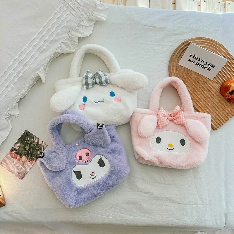 Sanrio-mochila Cinnamoroll Hello Kitty Kuromi, bolso escolar My Melody Kawaii de piel sintética, cartera para tarjetas