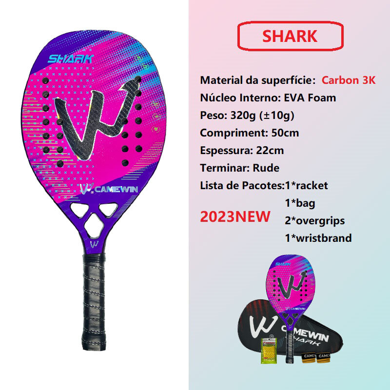 3K Camewin Beach Tennis Racket Full Carbon Fiber Rough Surface Outdoor Sports Racket For Men Women Adult Senior Player 2024 New