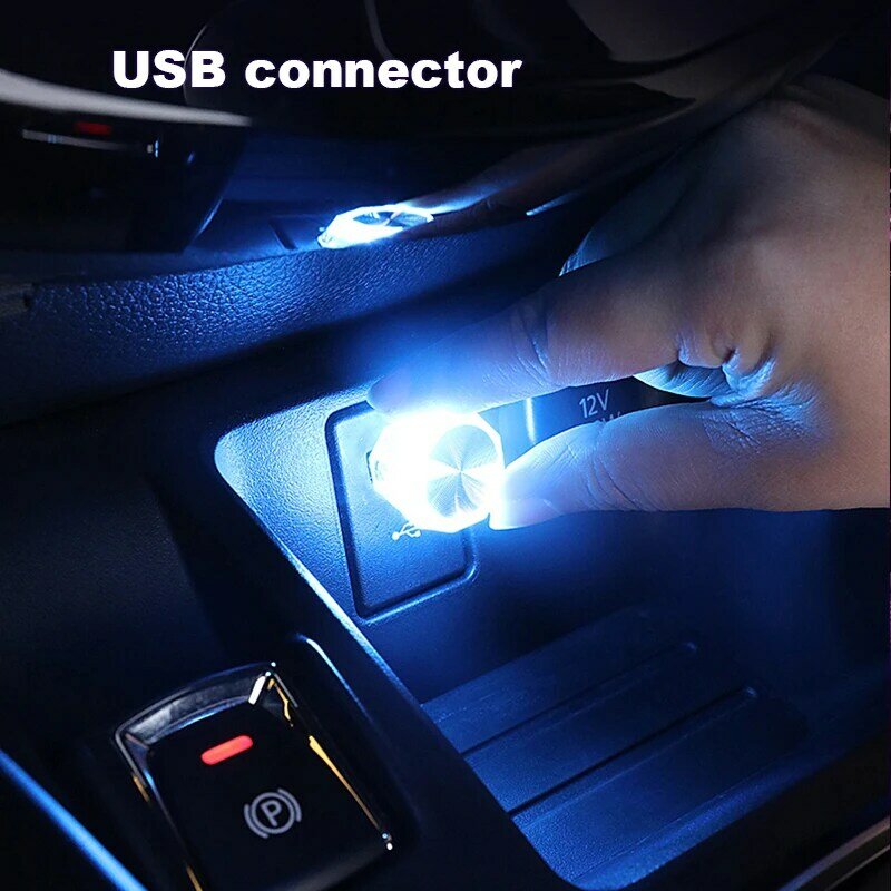 Car Cigarette Lighter USB Atmosphere Light LED Mini Colorful Night Light Wiring-Free Car Interior Lighting Accessories Supplies