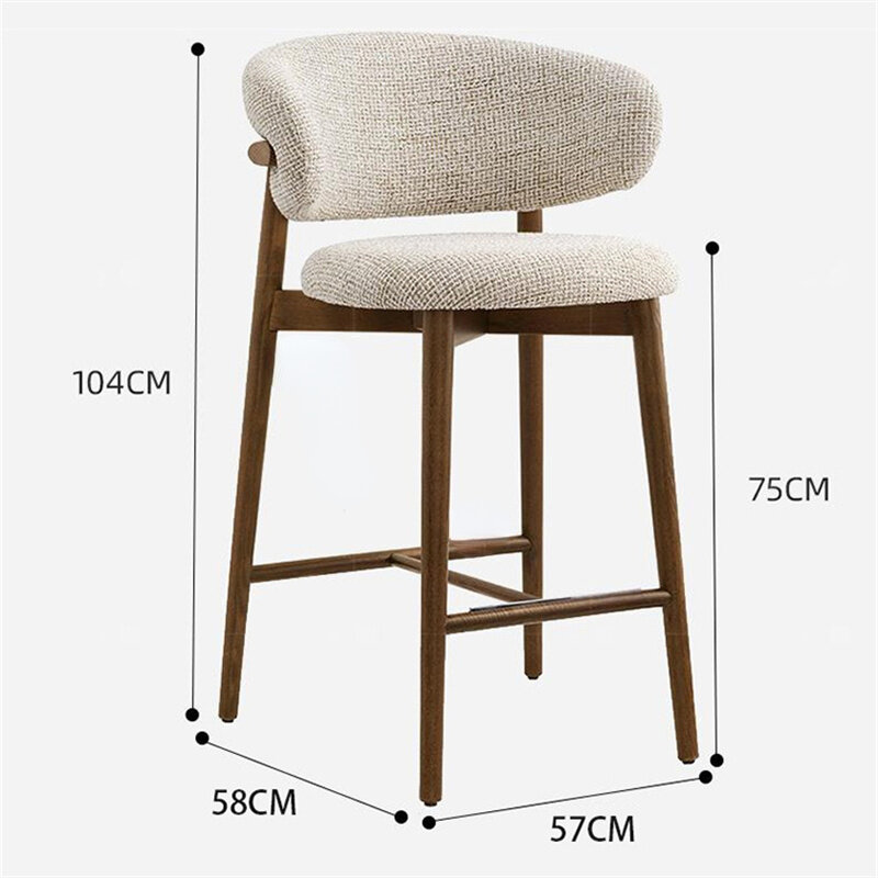 Modern Solid Wood Bar Chair Nordic Living Room Bar Stool For Kitchen Light Luxury Cloth Sgabelli Isola Cucina Home Furniture