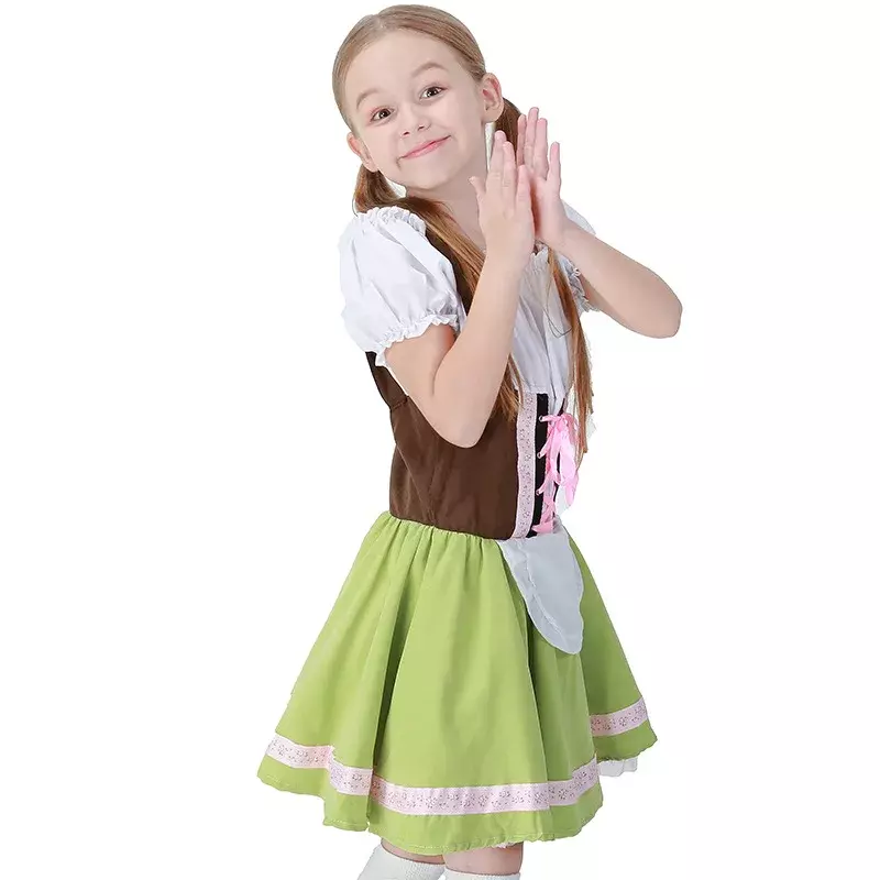 Traje nacional alemão Oktoberfest para crianças, vestido tradicional empregada