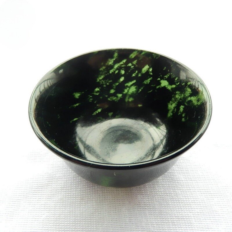 Copa de vino Natural, utensilios de vino, taza de té de Jade verde oscuro, adorno de taza de Jade de piedra de rey de medicina